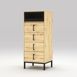 New Design Black Bamboo Grille Cabinet with 5 Drawers for Bedroom Living Room